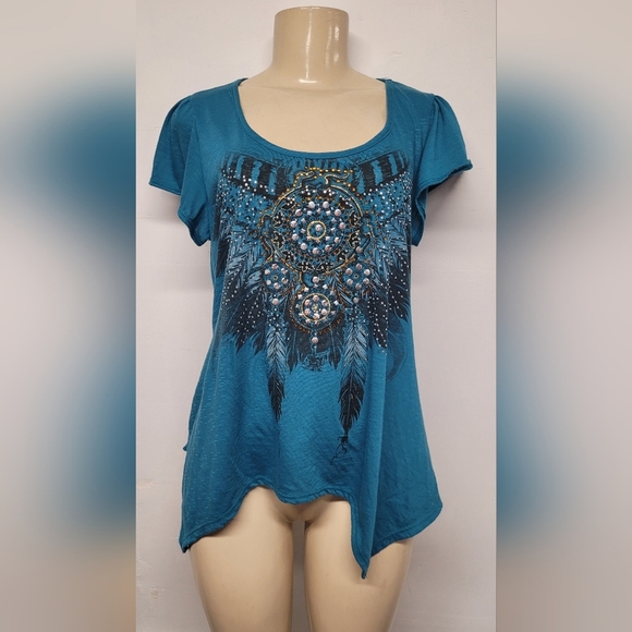 Dress Barn Tops - Dress Barn Native American Top Tee Rhinestones PL